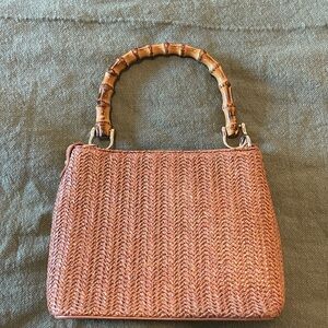 Woven Handbag with Bamboo Handle